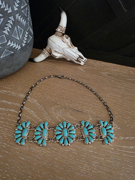 ALICIA WILSON KINGMAN TURQUOISE CLUSTER CHOKER NECKLACE