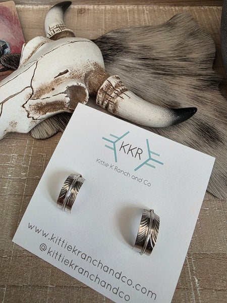 SILVER FEATHER HOOPS