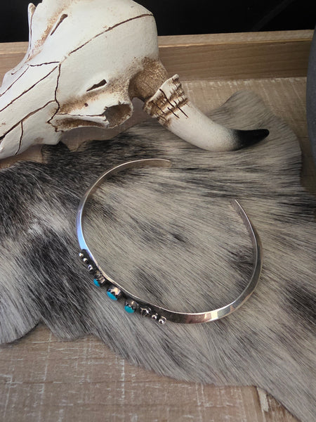 ELLA COWBOY THREE STONE TURQUOISE CUFF