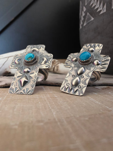 TIM YAZZLE TURQUOISE CROSS TURQUOISE RING