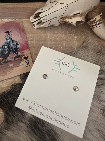 ADRIAN YAZZIE STAMPED STERLING SILVER STUDS