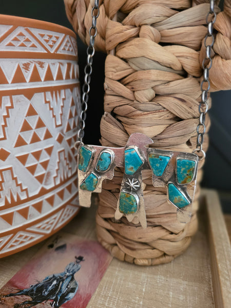 JUDE CANDELARIA ZUNI TURQUOISE THUNDERBIRD NECKLACE