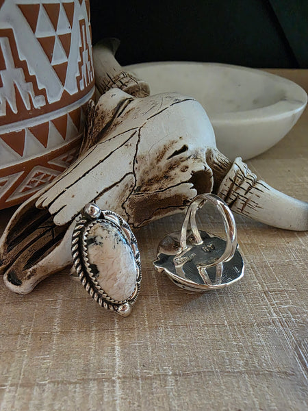 RAYMOND YAZZIE WHITE BUFFALO RING