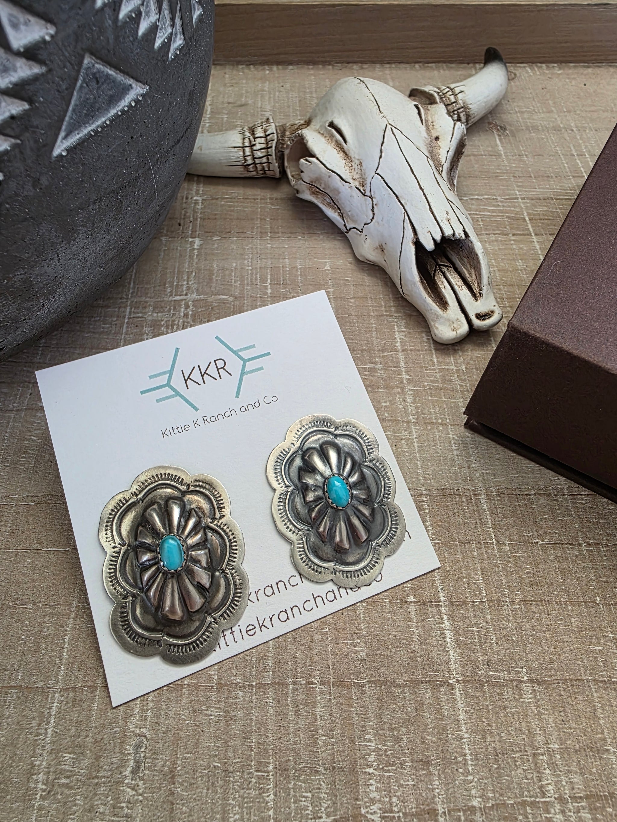 Turquoise Cluster Stud Earrings| Turquoise Earrings