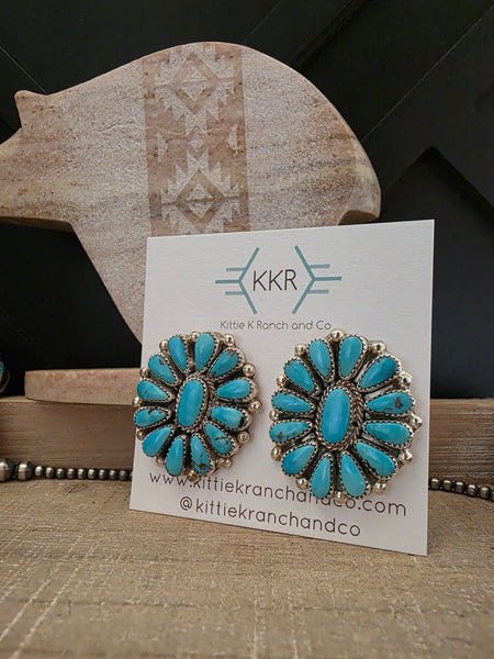 ALICIA WILSON KINGMAN TURQUOISE CLUSTER EARRINGS