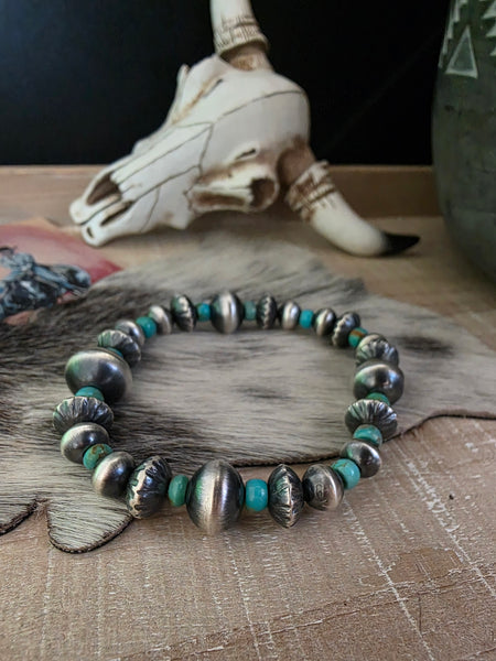 TONISHA HALEY HANDMADE NAVAJO PEARL AND TURQUOISE BRACELET