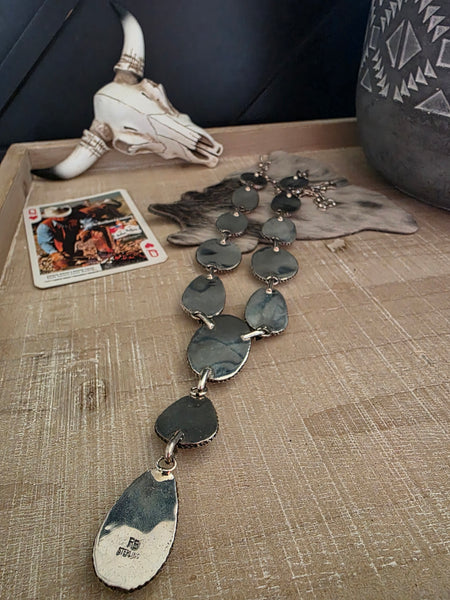 RANDY BILLY WHITE BUFFALO LARIAT NECKLACE