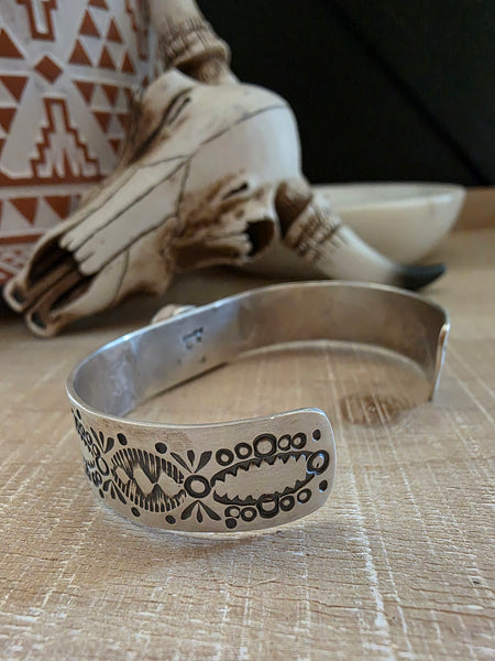GILBERT WILSON STAMPED TURQUOISE CUFF