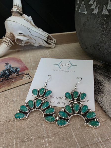 RODNEY NOTAH KINGMAN TURQUOISE CLUSTER NAJA EARRINGS
