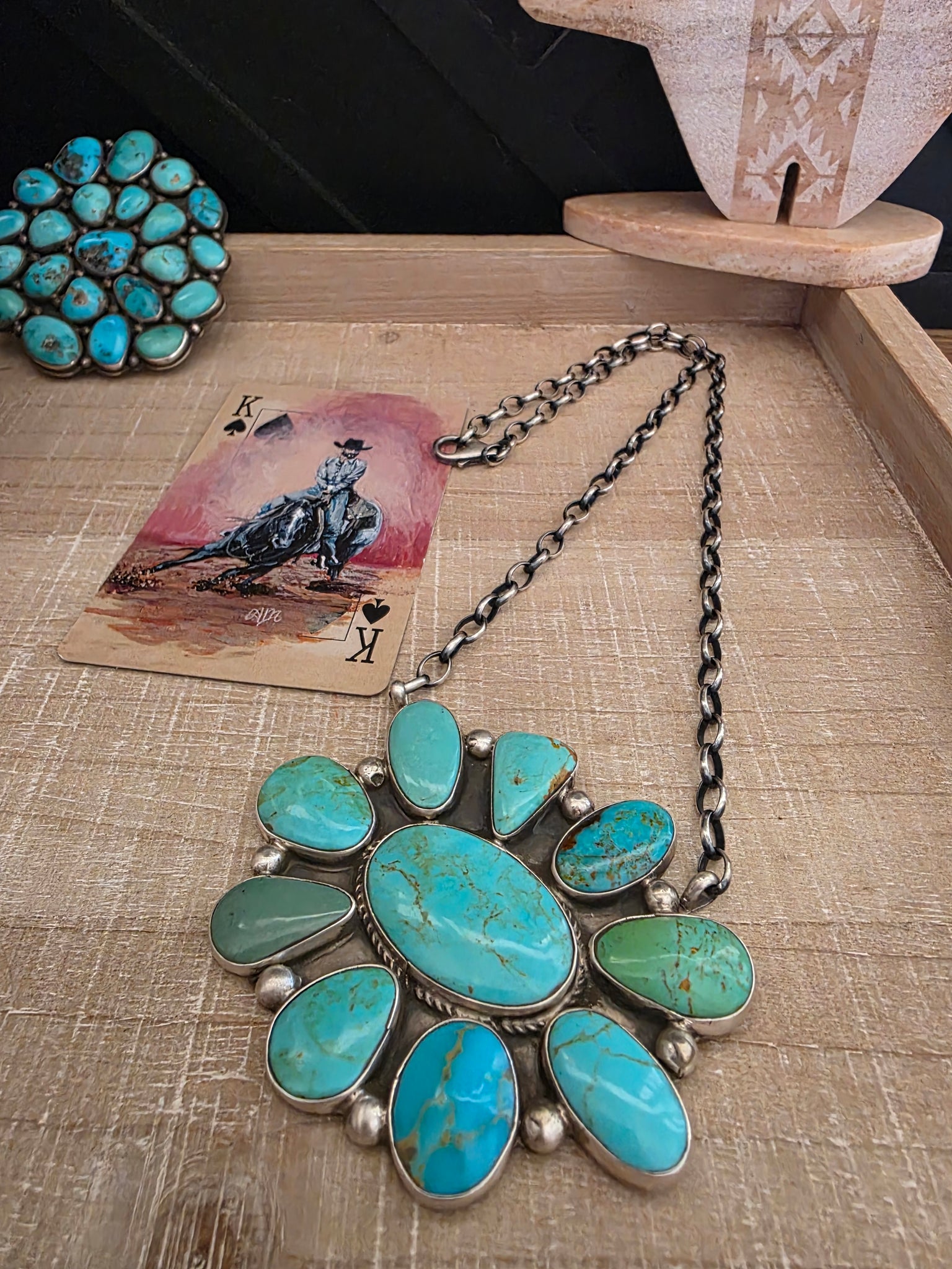 GERALDINE JAMES KINGMAN TURQUOISE CLUSTER NECKLACE