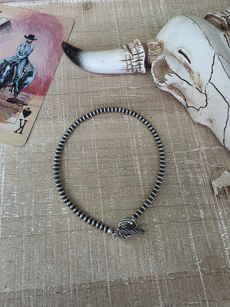 3 MM STERLING SILVER SAUCER NAVAJO PEARL BRACELET