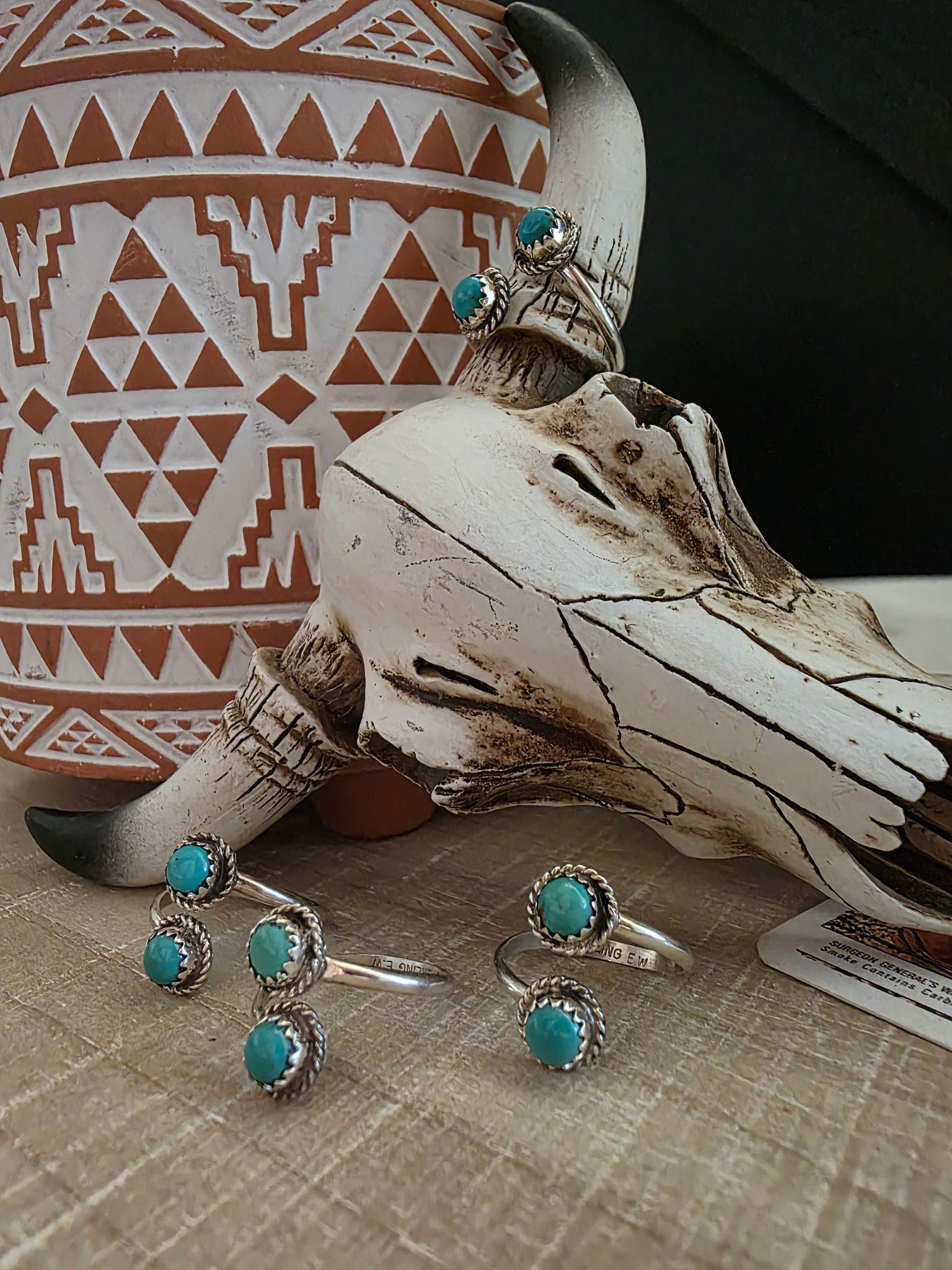ESTHER WHITE ADJUSTABLE TURQUOISE RING