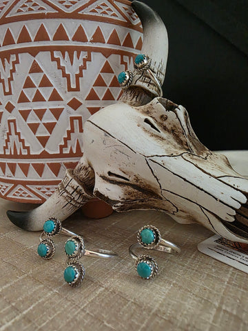 ESTHER WHITE ADJUSTABLE TURQUOISE RING
