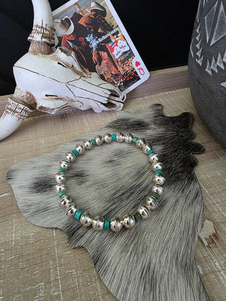 ADRIAN YAZZIE TURQUOISE SEAMED NAVAJO PEARL BRACELET