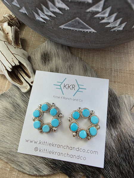 CAROL LALIO SIX TURQUOISE STONE TWIST WIRE EARRINGS