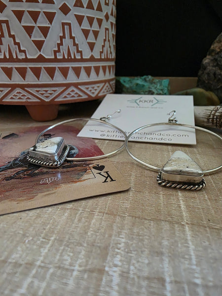 ELOUISE KEE WHITE BUFFALO HOOP EARRINGS