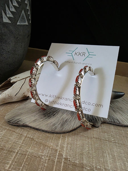 MURRAY HANNAWEEKA CORAL HOOP EARRINGS