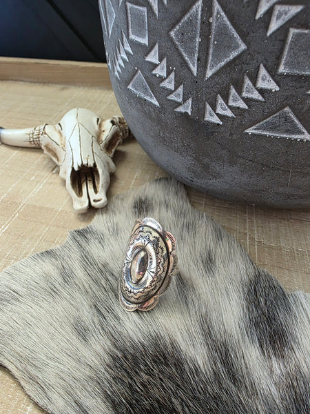 JIMMIE JAMES JR STERLING SILVER CONCHO RING