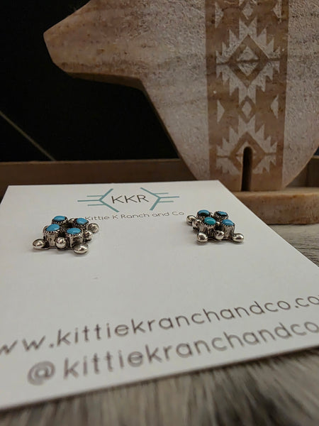 CALVERT LAMY ZUNI FOUR STONE TURQUOISE EARRING