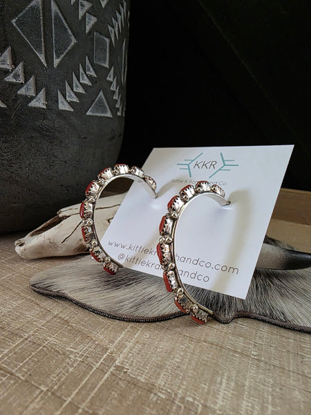 MURRAY HANNAWEEKA CORAL HOOP EARRINGS