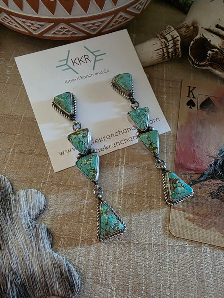 JUDITH DIXON KINGMAN TURQUOISE TRIANGLE DANGLE EARRINGS
