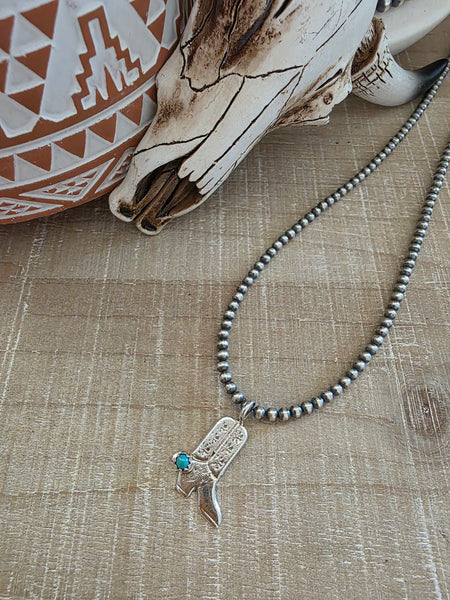 BRUCE CHEE TURQUOISE BOOT PENDANT