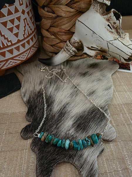 VALARIE JOHNSON STERLING SILVER TURQUOISE NUGGET NECKLACE