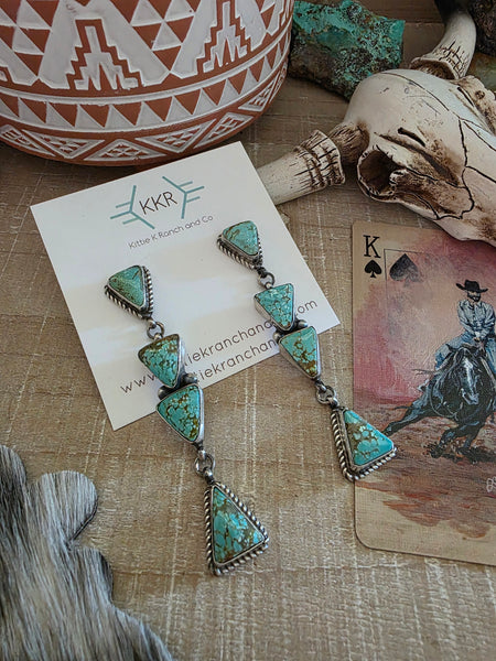 JUDITH DIXON KINGMAN TURQUOISE TRIANGLE DANGLE EARRINGS