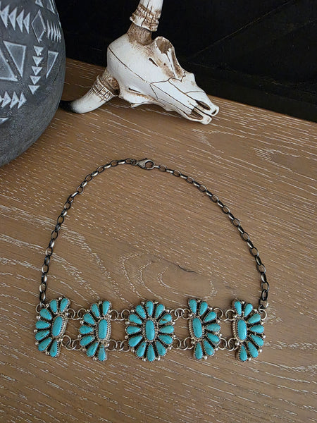 ALICIA WILSON KINGMAN TURQUOISE CLUSTER CHOKER NECKLACE