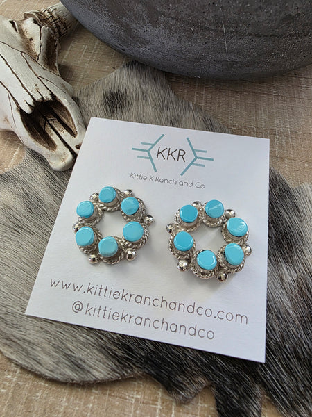 CAROL LALIO SIX TURQUOISE STONE TWIST WIRE EARRINGS