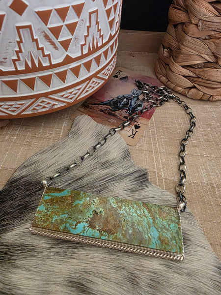 THE BRANDON ETCITTY EXTRA LARGE #8 TURQUOISE BAR NECKLACE