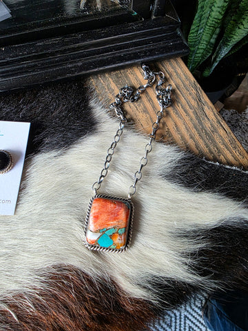 THE ALFRED MARTINEZ LARGE MIXED STONE LARGE SQUARE BAR NECKLACE
