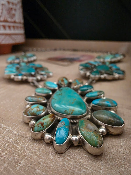 GERALDINE JAMES NUMBER 8 TURQUOISE CLUSTER NECKLACE