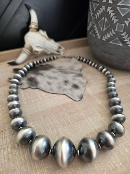 TONISHA HALEY STERLING SILVER GRADUATED HANDMADE NAVAJO PEARLS