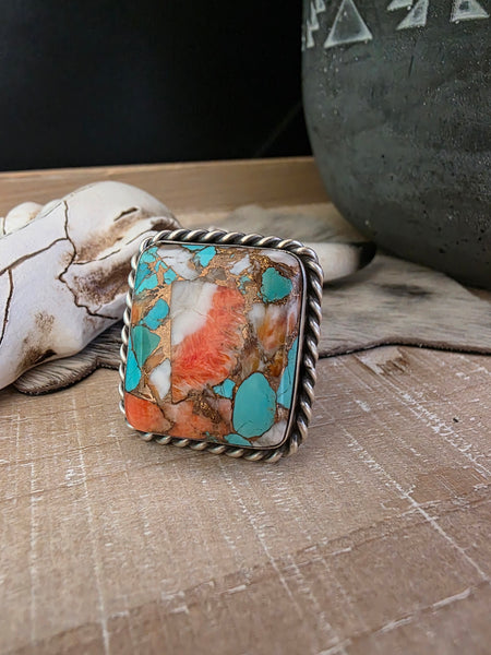 AUGUSTINE LARGO SQUARE MIXED STONE RING