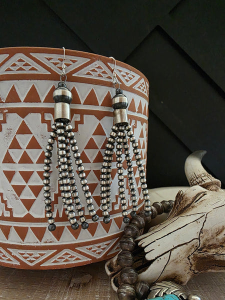 STERLING SILVER NAVAJO PEARL TASSLE EARRINGS