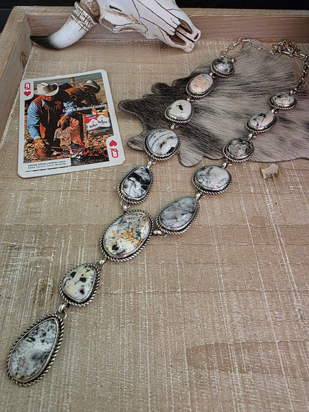 RANDY BILLY WHITE BUFFALO LARIAT NECKLACE
