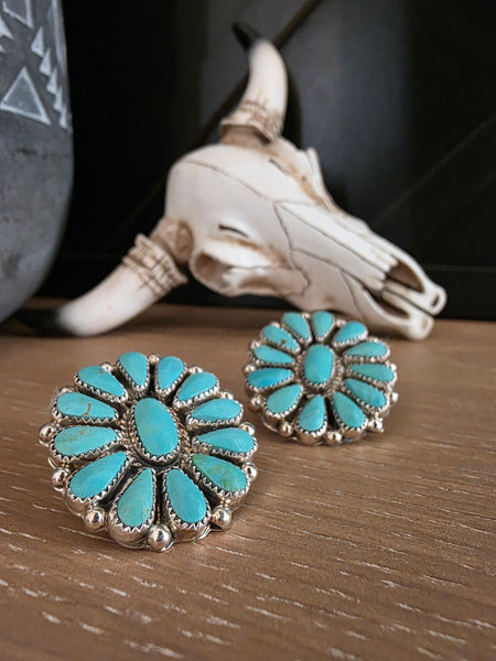 ALICIA WILSON KINGMAN TURQUOISE CLUSTER EARRINGS