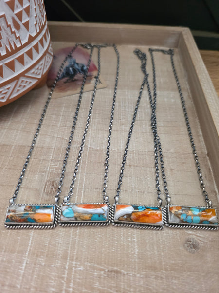 THE JOHNNY DIXON ORANGE CRUSH LARGE BAR NECKLACE