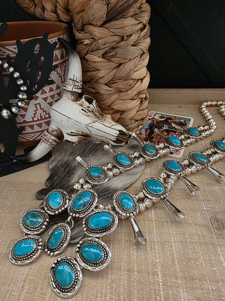 RITA DAWES TURQUOISE SQUASH BLOSSOM NECKLACE