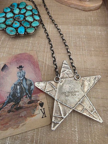 JUDE CANDELARIA ZUNI KINGMAN TURQUOISE STAR NECKLACE