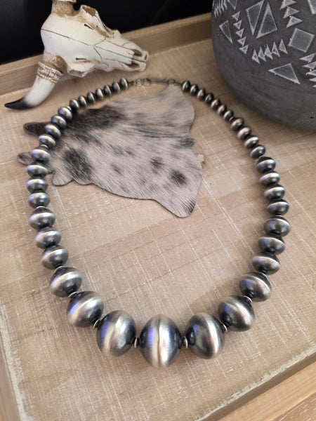 TONISHA HALEY STERLING SILVER GRADUATED HANDMADE NAVAJO PEARLS