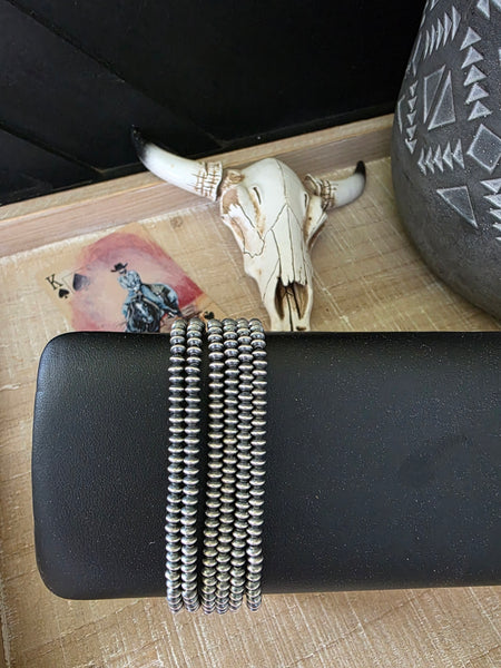 3 MM STERLING SILVER SAUCER NAVAJO PEARL BRACELET