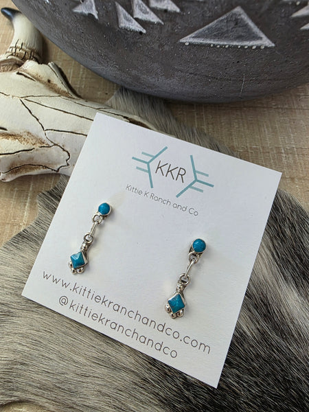 FRED CACHINI TURQUOISE DIAMOND DANGLE EARRINGS