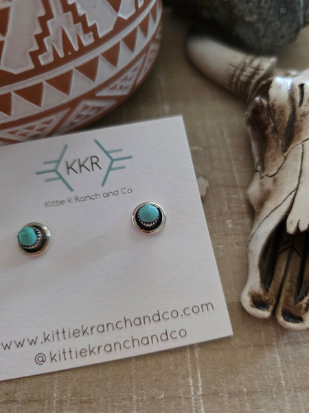 MARY TSADIASI ZUNI TURQUOISE STUD EARRINGS