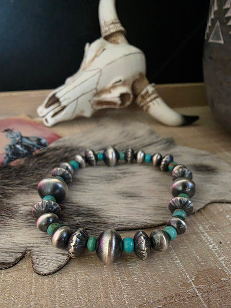 TONISHA HALEY HANDMADE NAVAJO PEARL AND TURQUOISE BRACELET