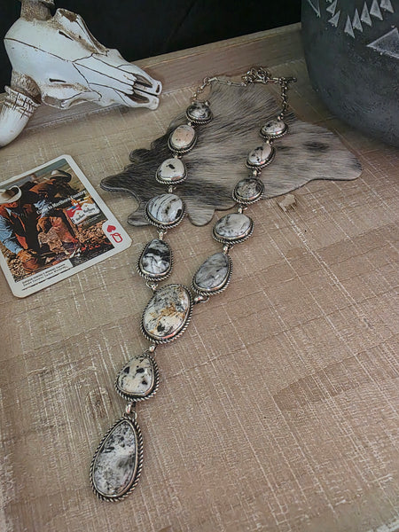 RANDY BILLY WHITE BUFFALO LARIAT NECKLACE