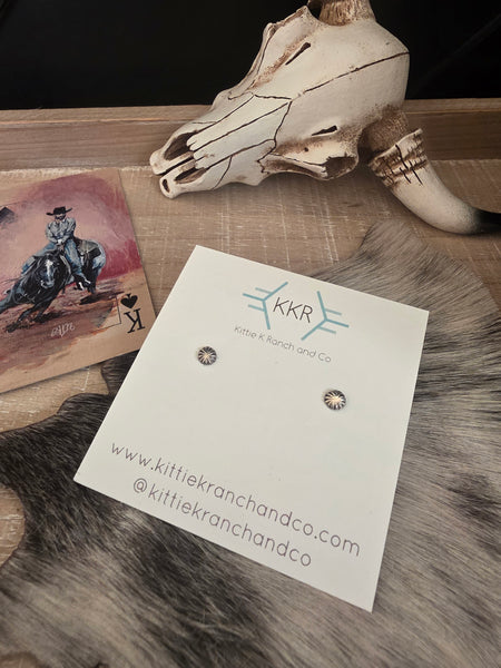 ADRIAN YAZZIE STAMPED STERLING SILVER STUDS