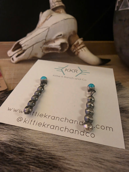 PAULINE NELSON NAVAJO PEARL DANGLE EARRINGS