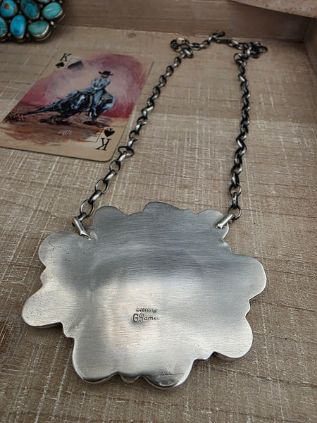 GERALDINE JAMES KINGMAN TURQUOISE CLUSTER NECKLACE